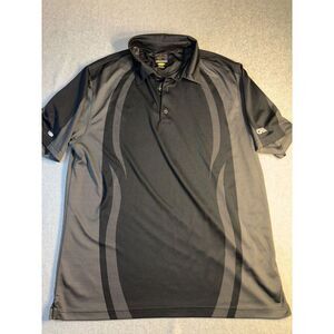 Greg Norman Polo Shirt Mens XL Gray Black Golf Performance Short Sleeve Collared